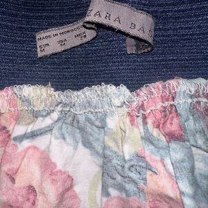 Zara Basic Women's size M Elastic Waist Multicolor Floral Miniskirt